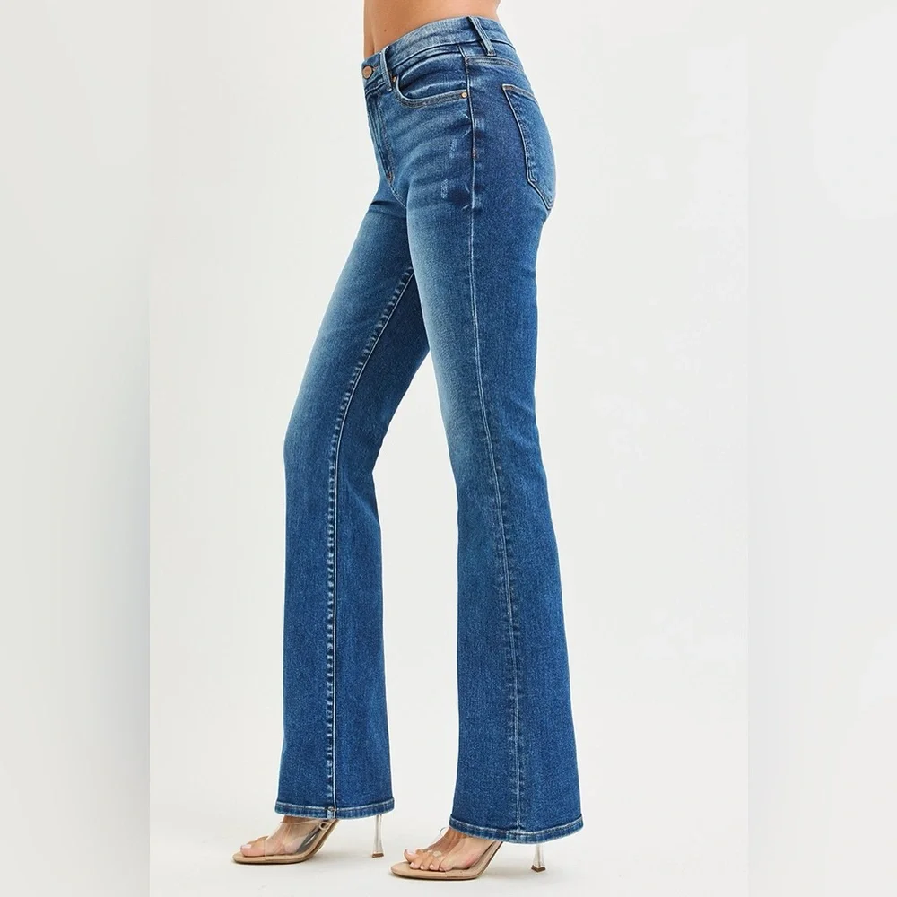 RISEN High Rise Bootcut Jeans With Distressed Details - Picture 7 of 7